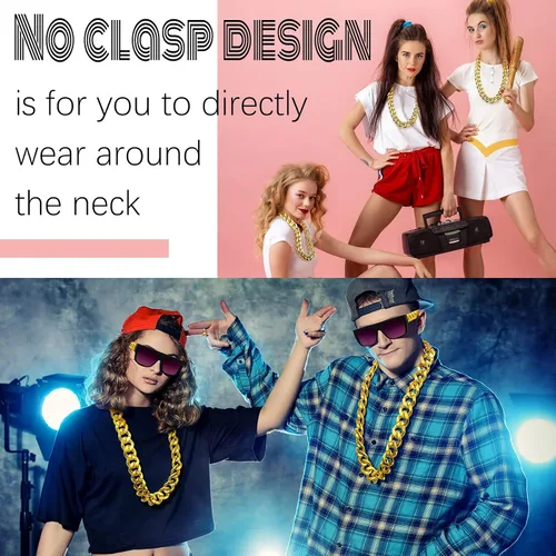 Miniatura 7 de 12 collares falsos de cadena de rapero Hip Hop a granel para hombres y mujeres, disfraz de los años 80, joyería de rapero estilo punk de los años