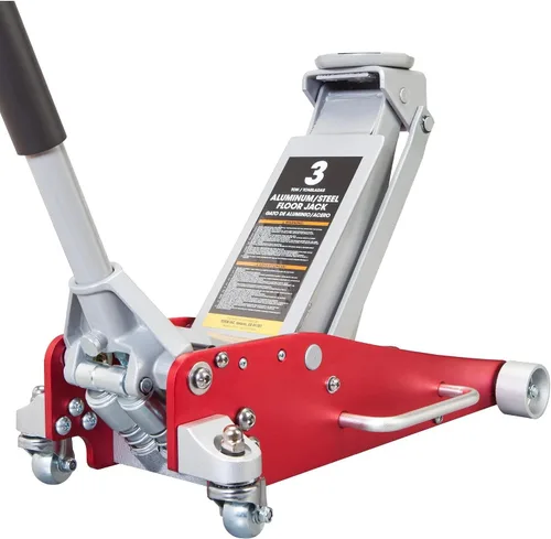 Big RED Gato de piso de 3 toneladas, gato hidráulico de aluminio y acero de bajo perfil con bomba de elevación rápida de doble pistón, gato de piso