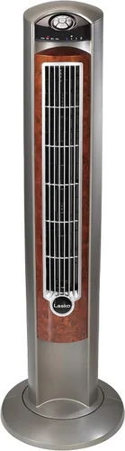 Miniatura 5 de Lasko Ventilador de torre oscilante con control remoto, ventiladores de piso silenciosos para dormitorio, 42 pulgadas, grano de madera y gris, T42954