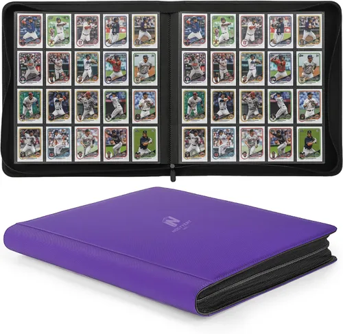 Miniatura 31 de Carpeta Premium de Tarjetas Coleccionables con más de 1000 bolsillos, Carpeta de 16 bolsillos sin anillo de carga lateral para cartas de Negro