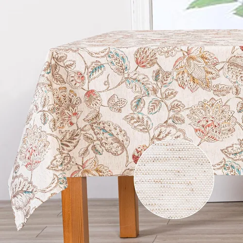 Miniatura 16 de MYSKY HOME - Mantel para mesa rectangular, impermeable, manteles de algodón suave para interior/exterior, mantel sin arrugas para mesa rectangular