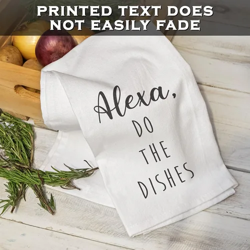 Miniatura 8 de MAINEVENT Alexa Do The Dishes - Toalla de cocina de algodón blanco de 18 x 24 pulgadas