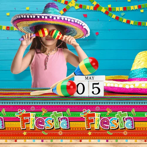 Miniatura 7 de Mantel de 3 piezas de decoración de fiesta mexicana, mantel de plástico impreso con Cinco de Mayo para fiesta, taco, noche, cumpleaños y suministros