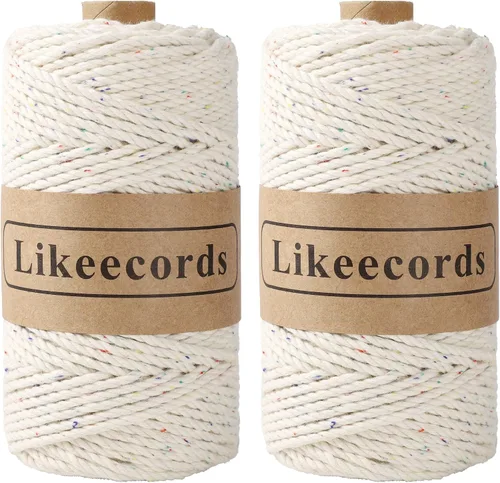 Miniatura 37 de Likeecords Cordón de algodón para macramé de 3mm x 100 metros, hilo torcido de 3 hebras, cuerda de macramé, hilo de algodón para macramé, cuerda