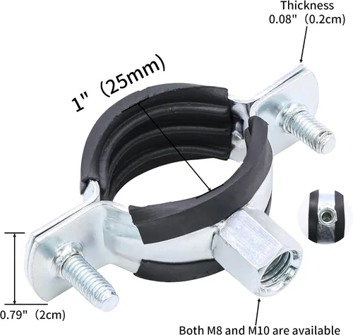 Miniatura 2 de 10 piezas de soporte de tubo de anillo dividido, resistente, ajustable, abrazadera de montaje en pared, soporte de tubería de montaje en techo