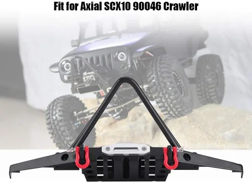 Miniatura 3 de Parachoques delantero RC Crawler, construcción de acero con luces LED integradas, pieza de actualización de coche RC, para aventuras todoterreno
