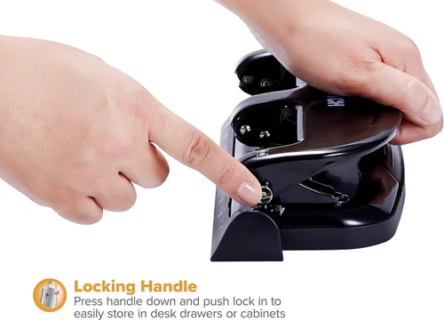 Miniatura 4 de Bostitch Office EZ Squeeze - Perforadora estándar de 20 hojas, 3 agujeros, construcción metálica, plateado/negro (HP20)