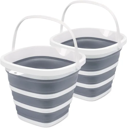 Miniatura 13 de Goderewild Paquete de 2 cubos plegables pequeños, 1.4 galones/5 litros sin BPA, cubos de agua plegables para lavado de autos, campamento, playa
