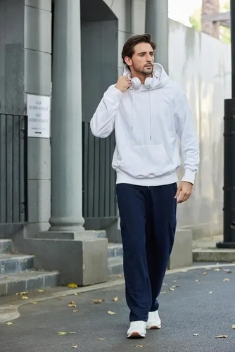 Miniatura 5 de Deyeek Pantalones deportivos tipo cargo para hombre, con parte inferior abierta, holgados, de pierna recta, para gimnasio, con bolsillos