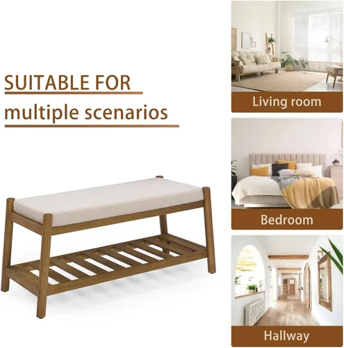 Miniatura 6 de Banco de entrada tapizado, banco de dormitorio para el extremo de la cama, banco de comedor con asiento acolchado para cocina, sala de estar, banco