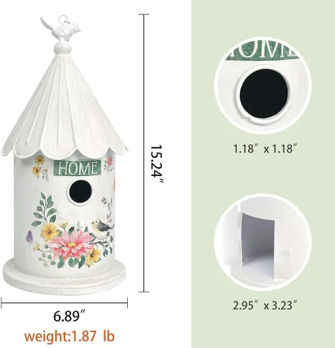 Miniatura 2 de Casas de pájaros colgantes de metal para exteriores, casitas de pájaros para exteriores, nido de pájaros único para pájaros azules, pajarillos
