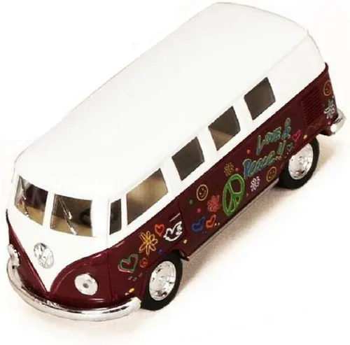 KiNSMART Autobús Clásico Volkswagen 1962 a escala 1:32, modelo de juguete de metal fundido a presión de 5" con acción de retroceso (Poder Floral