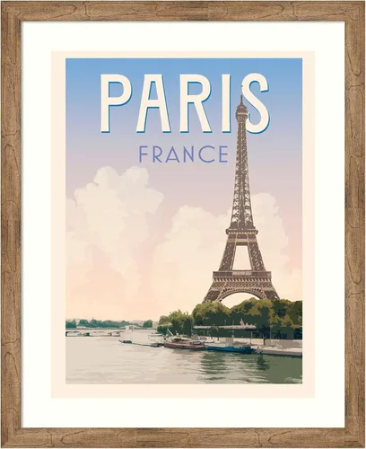 Amanti Art Lienzo decorativo para pared enmarcado de 44 x 36 pulgadas, póster de viaje de estilo retro III por Victoria Barnes, arte de pared de