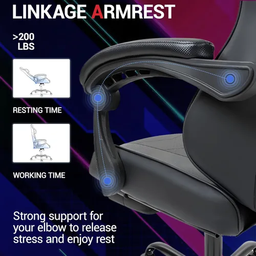 Miniatura 4 de Gaming Chair with Footrest for Adults, PU Leather Massage Racing Video Game Chair with Lumbar Support for Men Women, Ergonomic Computer Chair for