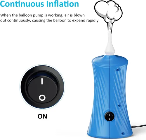 Miniatura 4 de Bomba eléctrica de globo de aire, bomba de globo de animales largos portátil, máquina sopladora eléctrica azul/naranja/rosa 110-120V 30W inflador