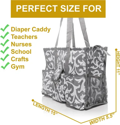 Miniatura 2 de Lucazzi Bolsa de mano con cremallera superior, bolsa organizadora multiusos grande para profesores, enfermeras, trabajo, estudiantes, tejer