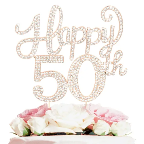 Miniatura 65 de LASKYER Decoración de feliz cumpleaños número 10, decoración de pastel de diamantes de imitación dorados de 10º cumpleaños – Letrero de metal