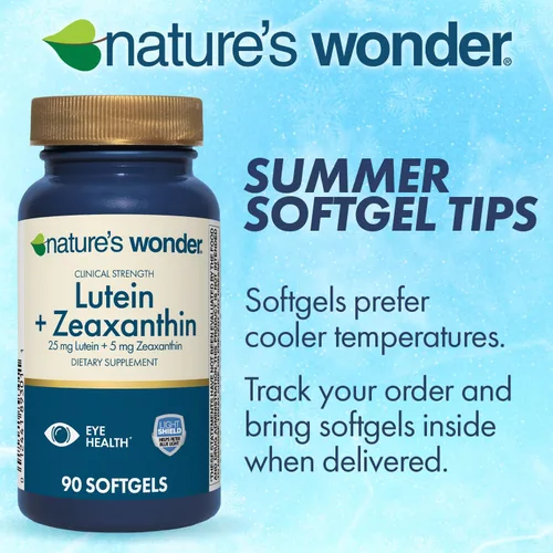Miniatura 7 de Nature's Wonder Luteína de fuerza clínica 25 mg con zeaxantina 5 mg cápsulas blandas para adultos, apoya la visión y la salud ocular, sin gluten