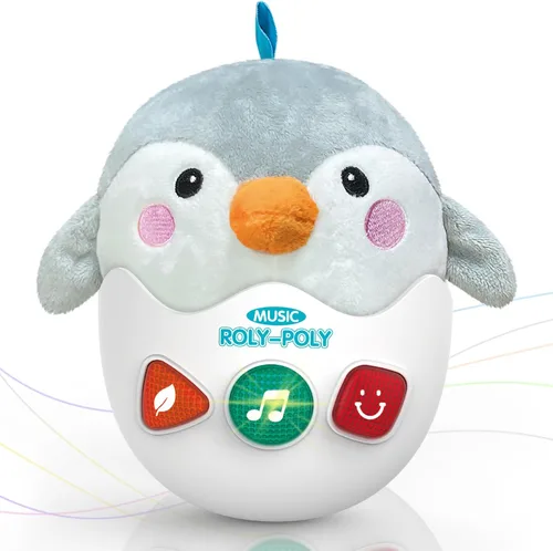 Juguetes para bebés de 0-3-6-12 meses, regalos de ducha, peluche lindo con luces y sonidos, juguetes musicales para la barriga de pingüino,