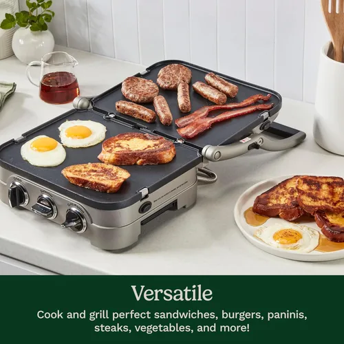 Miniatura 7 de Cuisinart Griddler - Parrilla de interior, prensa panini, sandwichera y más, parrilla 5 en 1, platos de cocina antiadherentes aptos