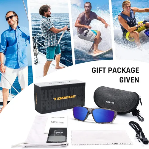 Miniatura 6 de TOREGE Lentes de sol deportivos polarizados para hombres y mujeres, para tiro, ciclismo, correr, golf, pesca, lentes duraderos TR36
