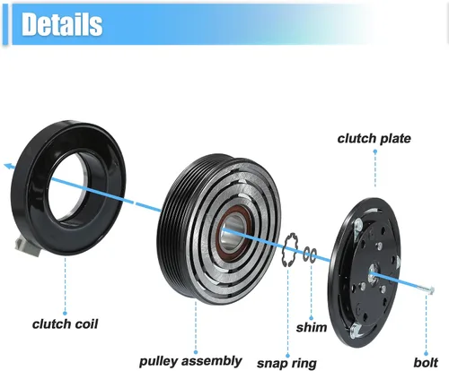 Miniatura 5 de uxcell juego de embrague para compresor de aire acondicionado reemplazable para reparación de embrague de Ford F-150 1997-2006