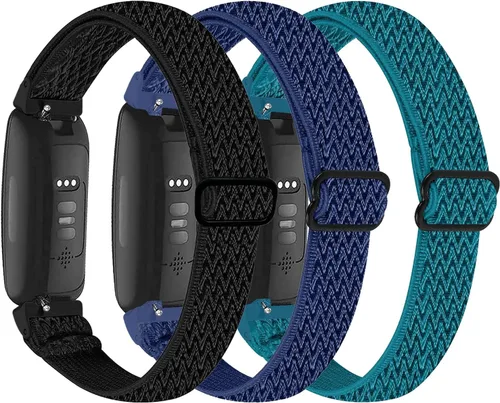 Miniatura 11 de Paquete de 3 bandas elásticas de nailon compatibles con Fitbit Inspire 3/Inspire 2/Inspire HR/Inspire, correa deportiva de repuesto ajustable Bling