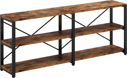 Miniatura 8 de IRONCK Mesa Consola Rústica de Entrada, Mesa Larga de Pasillo de 55 Pulgadas de 3 Niveles, Soporte de TV Centro de Entretenimiento Soporte