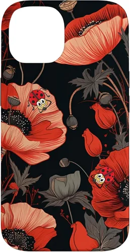 Miniatura 4 de Funda para iPhone 11 Poppy Flower Ladybug Red & Black