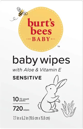 Miniatura 18 de Burt's Bees Toallitas para bebés, sin perfume naturales para pieles sensibles con aloe y vitamina E - 72 toallitas para bebés - Paquete de 10