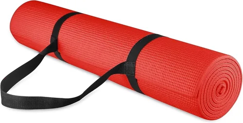Miniatura 12 de Signature Fitness Esterilla de yoga multiusos de 1/4 de pulgada de alta densidad antidesgarro con correa de transporte con bloques de yoga