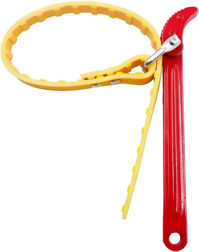 AUCELI Llave de filtro de aceite tipo correa, correa ajustable y mango de acero, herramientas manuales para caja de motor, motocicleta, llave