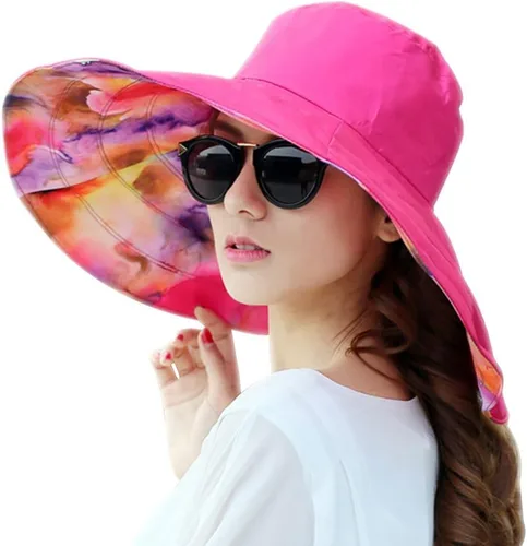 Miniatura 5 de Sombrero de sol reversible floral de ala grande, sombrero de playa plegable para viajes al aire libre
