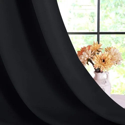 Miniatura 6 de NICETOWN - Cortinas opacas con aislamiento térmico y ojales, color negro sólido, 2 paneles de 42 pulgadas de ancho x 60 pulgadas de largo