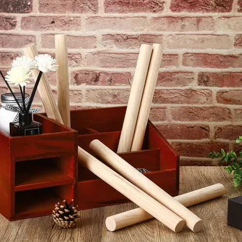 Miniatura 4 de 1 varilla de madera de 12 pulgadas, varillas redondas de madera sin terminar, clavijas de madera para manualidades (6 piezas)