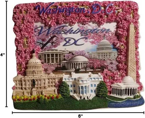 Miniatura 2 de Marco de fotos decorativo con temática de cerezo en flor de monumento a Washington, monumento Jefferson, Casa Blanca y Capitolio de los Estados
