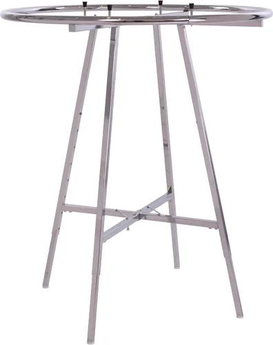 Miniatura 6 de Econoco Perchero redondo plegable para ropa, pantalla minorista de altura ajustable, acabado cromado