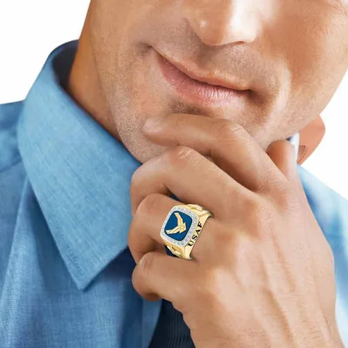 Miniatura 4 de The Danbury Mint - Anillos militares personalizados para hombre - Ejército, Fuerza Aérea, Marina, Cuerpo de Marines de Estados Unidos - Regalos