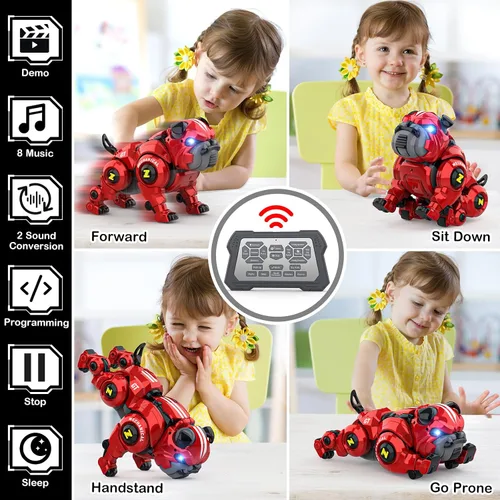 Miniatura 4 de Lterfear Robot Perro para Niños, Robot de Control Remoto Recargable Programable Robo Perro con Función de Cantar, Bailar, Tocar, Juguetes Robóticos
