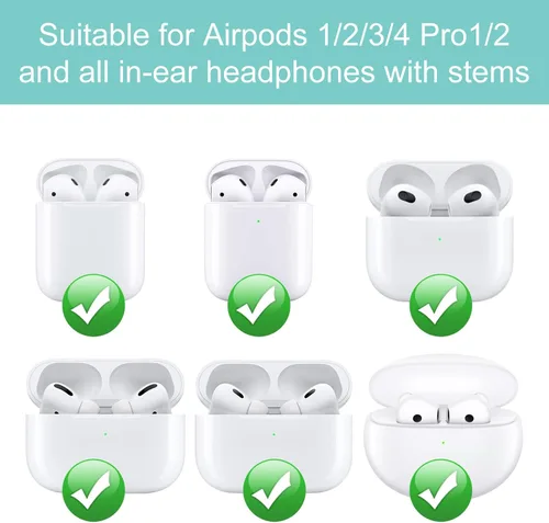 Miniatura 5 de Ganchos ajustables para las orejas compatibles con AirPods 4, 3, 1, 2 y Pro y auriculares intrauditivos con vástagos, 2 pares seguros y cómodos