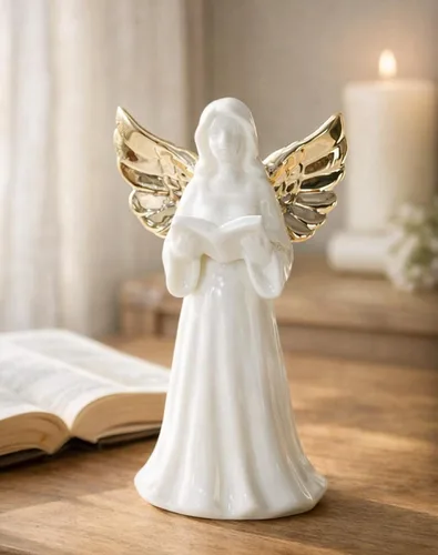 Miniatura 7 de ADAVAS.Y&G Luz nocturna de ángel, regalo cristiano para mujeres, figura de ángel de porcelana con cálido brillo LED, oración y regalo de comodidad