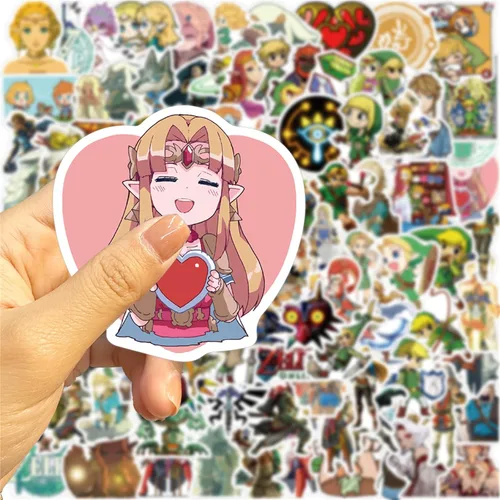 Miniatura 2 de 100 unidades de calcomanías de dibujos animados geniales de "La leyenda de Zelda" resistentes al agua, ofertas para auto, bicicleta, maleta