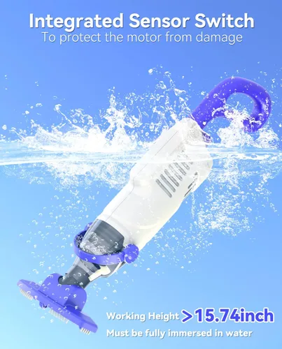 Miniatura 8 de Aspiradora de piscina para piscina sobre el suelo, aspiradora de piscina de mano inalámbrica con succión de 18 GPM, tiempo de funcionamiento de 60