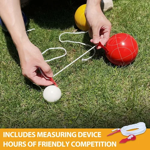 Miniatura 6 de Juego de pelotas de bocce de grado profesional de 107 mm de tamaño y peso de regulación 920 g para torneos oficiales (Rojo y Amarillo)
