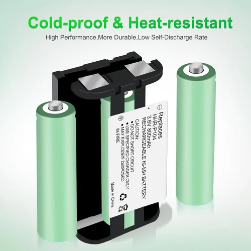 Miniatura 8 de Paquete de 2 baterías recargables HHR-P104 3.6V 800mAh NI-MH para baterías de repuesto de teléfono inalámbrico para Panasonic