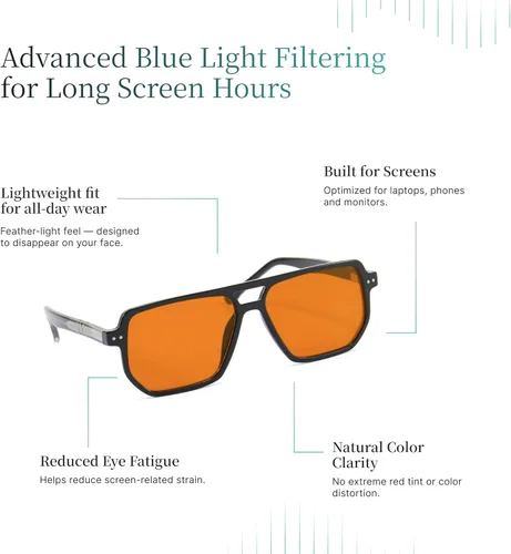 Miniatura 3 de Nox Sleep Lentes de bloqueo de luz azul para hombres, antifatiga ocular, para computadora y juegos, bloquean el 95% de la luz azul, reducen