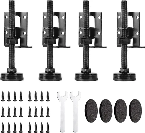 Paquete de 4 patas niveladoras ajustables resistentes – niveladores de muebles para banco de trabajo, mesa, armario, armario