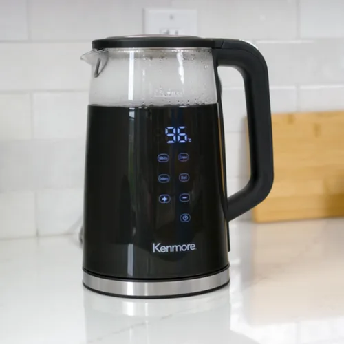 Miniatura 2 de Kenmore - Hervidor eléctrico inalámbrico de 1.7 litros, chofer digital inalámbrico, hervidor de té instantáneo, control de temperatura Negro