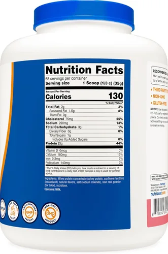 Miniatura 5 de Nutricost Concentrado de proteína de suero (batido de fresa) 5 libras - Sin gluten y sin OMG
