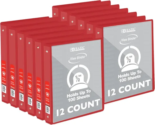 Miniatura 32 de BAZIC Products Carpeta organizadora de 3 anillas de 1/2 pulgada con vista económica, color negro, anillo redondo, capacidad para 100 hojas de papel